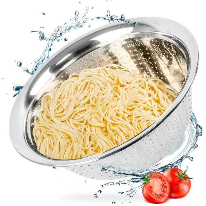 Escorredor De Arroz Inox Legumes Frutas Multiuso Cozinha Alça Coador Peneira Drenagem Inoxidável — imagen 5