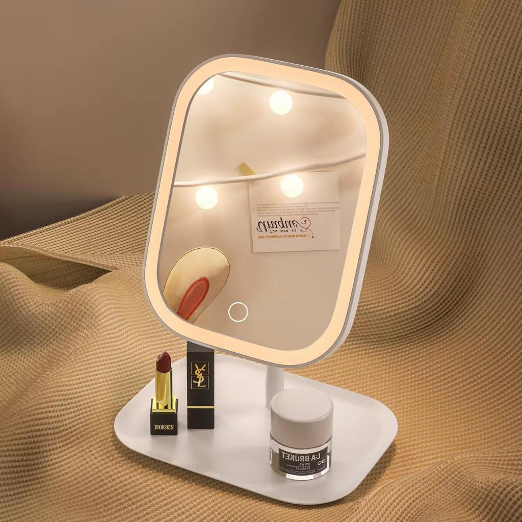 Espelho de Led Com Base Para Maquiagem Portátil Com 3 Tipos de iluminação Rotação Abajur — imagen 2
