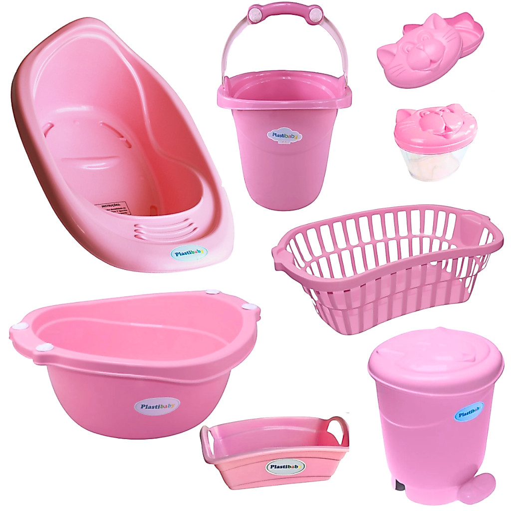 KIT BANHEIRA DE BEBÊ DECORADA LUDICA PLASUTIL + KIT HIGIENE URSO 5 PEÇAS + BACIA LIXEIRA BALDE SABONETEIRA PORTA CHUPETA — imagen 5