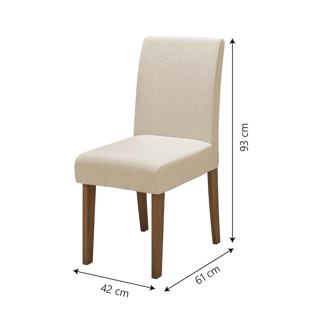 Conjunto de Mesa Sala de Jantar Miami com 4 Cadeiras Trieste Suede 1,20m Cedro / Off White / Areia D — imagen 4