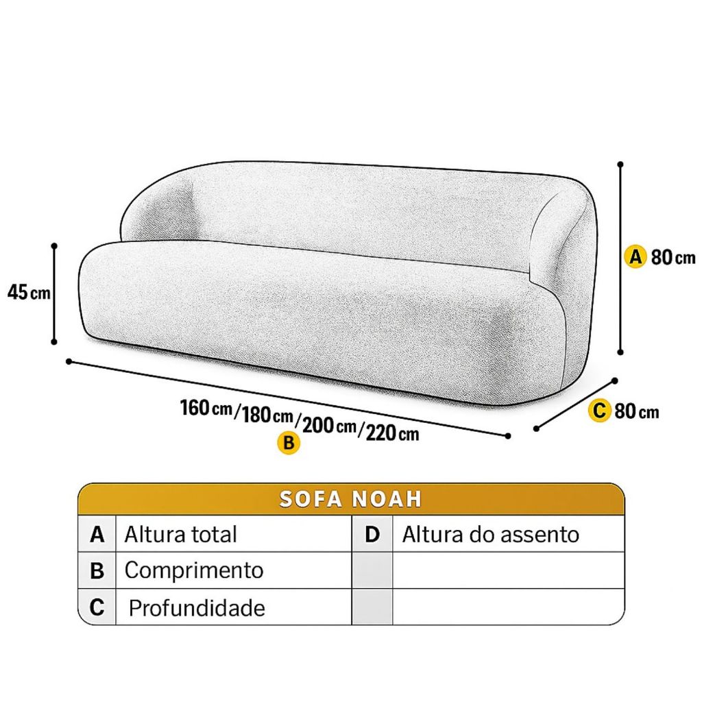 Sofá Noah Luxo 1,60 / 1,80 / 2,00 / 2,20 Orgânico 2 Lugares 3 Lugares Castellar Móbile — imagen 7