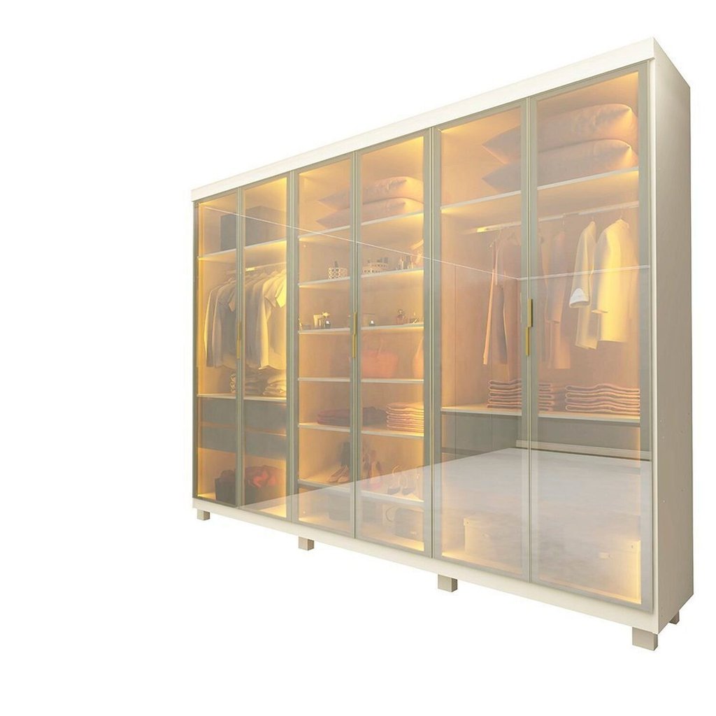 Guarda-Roupa Casal 6 Portas, com 6 Portas Reflecta com Pés com LED Imperatriz 100% MDF Yescasa Off White Off White — imagen 3