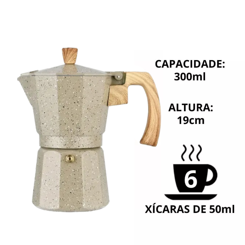 Cafeteira Italiana Moka De Alumínio 6 Xícaras Bege Casambiente — imagen 5