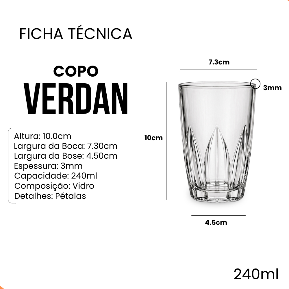 Jogo De Copos Em Vidro Kit 6 Peças Cozinha Água Suco — imagen 6