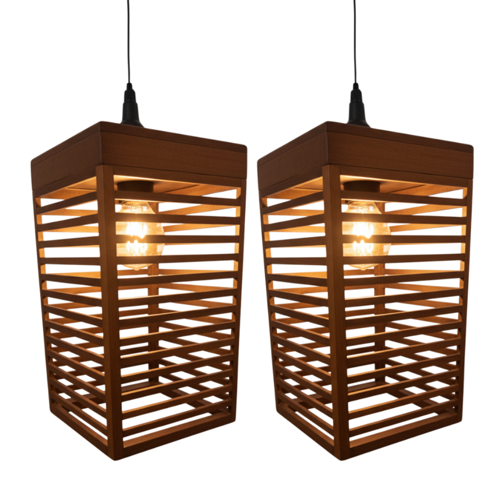 Kit 3 Luminária Pendentes Oriental Para Sala Cozinha Escritório Bivolt Cor Marrom - 3tm — imagen 5