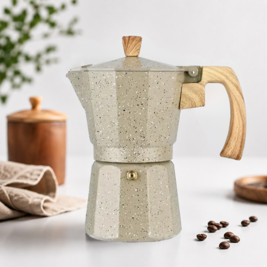 Cafeteira Italiana Moka De Alumínio 6 Xícaras Bege Casambiente