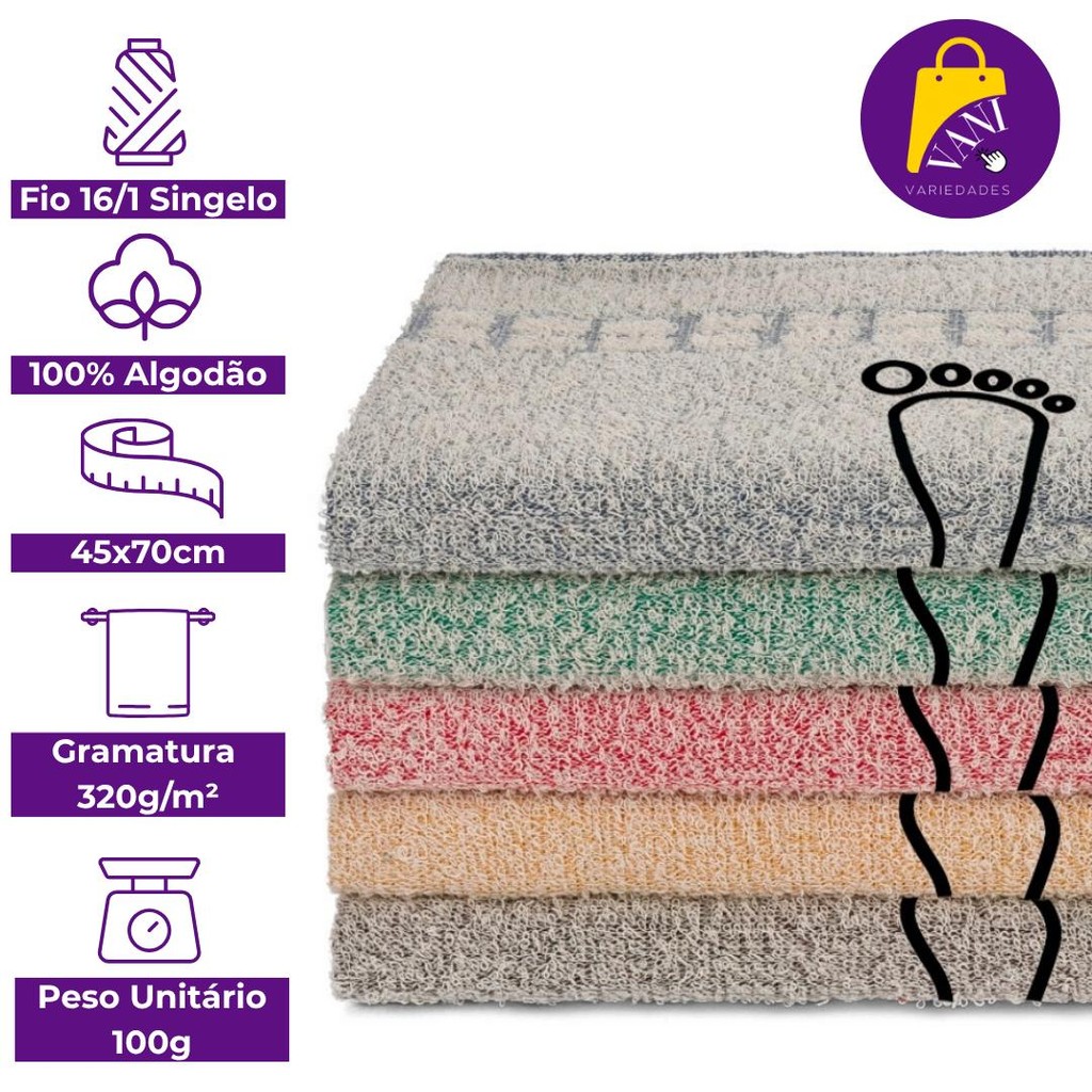 Kit 6 Tapetes Piso Para Banheiro Atoalhado Saída de Box Pezinho 100% Algodão 40x60cm — imagen 3