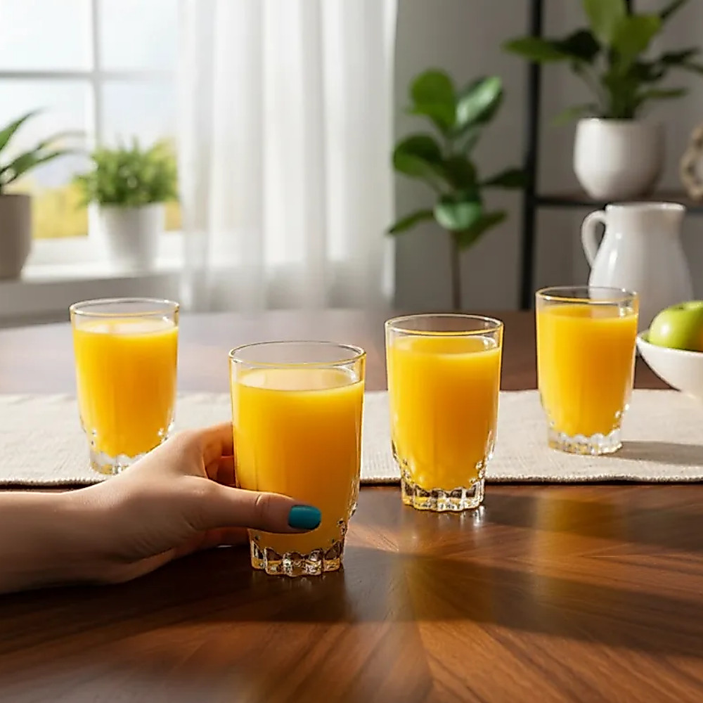 Jogo de Copos de Vidro Trabalhado 230ml Luxo | Kit para Drinks Água Suco | Design Elegante Mesa Posta — imagen 8