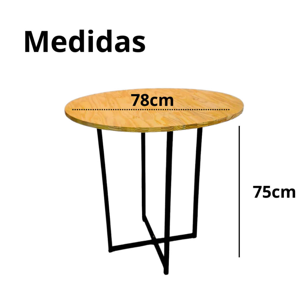 Mesa De Jantar Redonda Para 4 Lugares Cadeiras - Estilo Industrial De Ferro Com Tampo Maciça Pinus Lar Gourmet — imagen 3