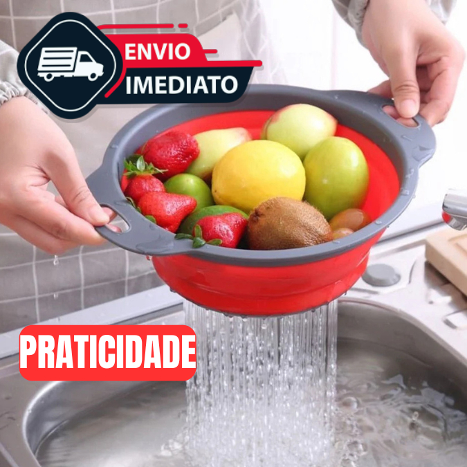 Escorredor Redondo Retrátil Dobrável Silicone Multiuso Verduras Frutas Arroz Macarrão Casa — imagen 2