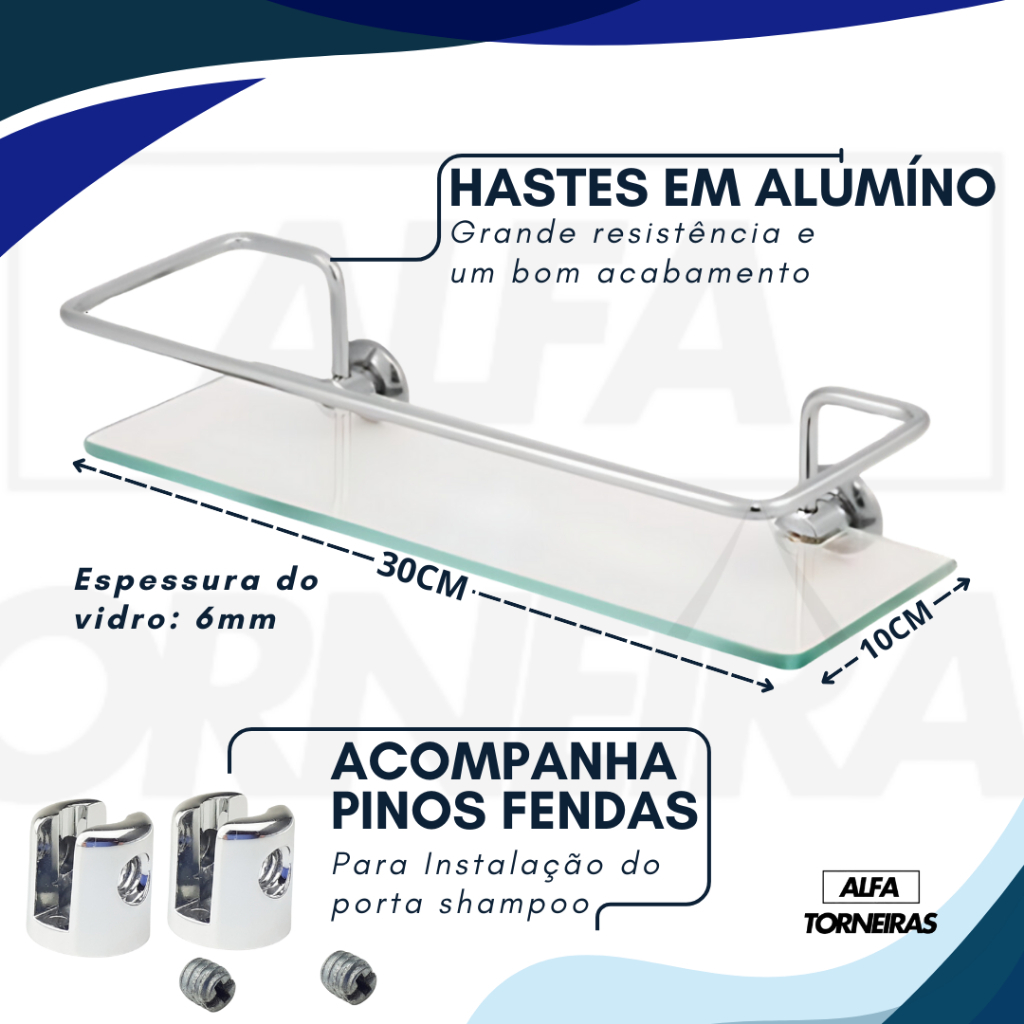 Kit Banheiro Acessórios 5 Peças + 1 Porta Shampoo Reto Inox Cromado Porta Toalhas Papeleira Saboneteira — imagen 6