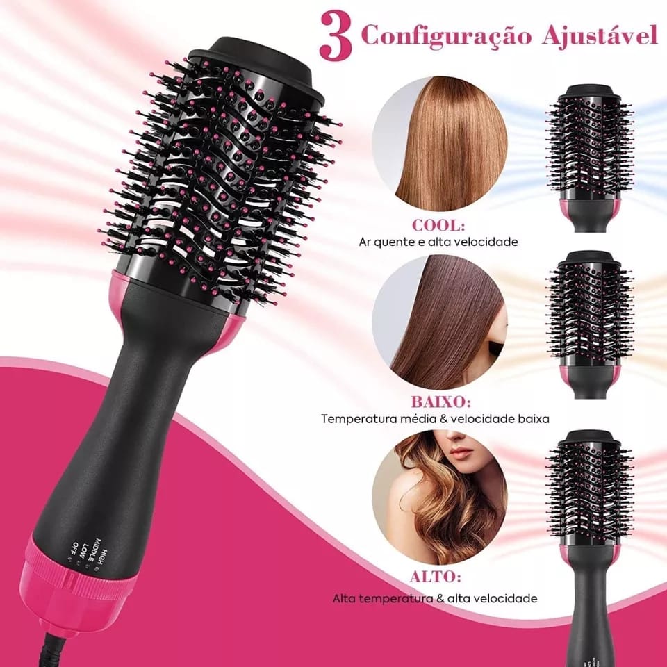 Escova Secadora Alisador Elétrica Quente Cabelo Com 3 Em1 Hair Styler 110V — imagen 7