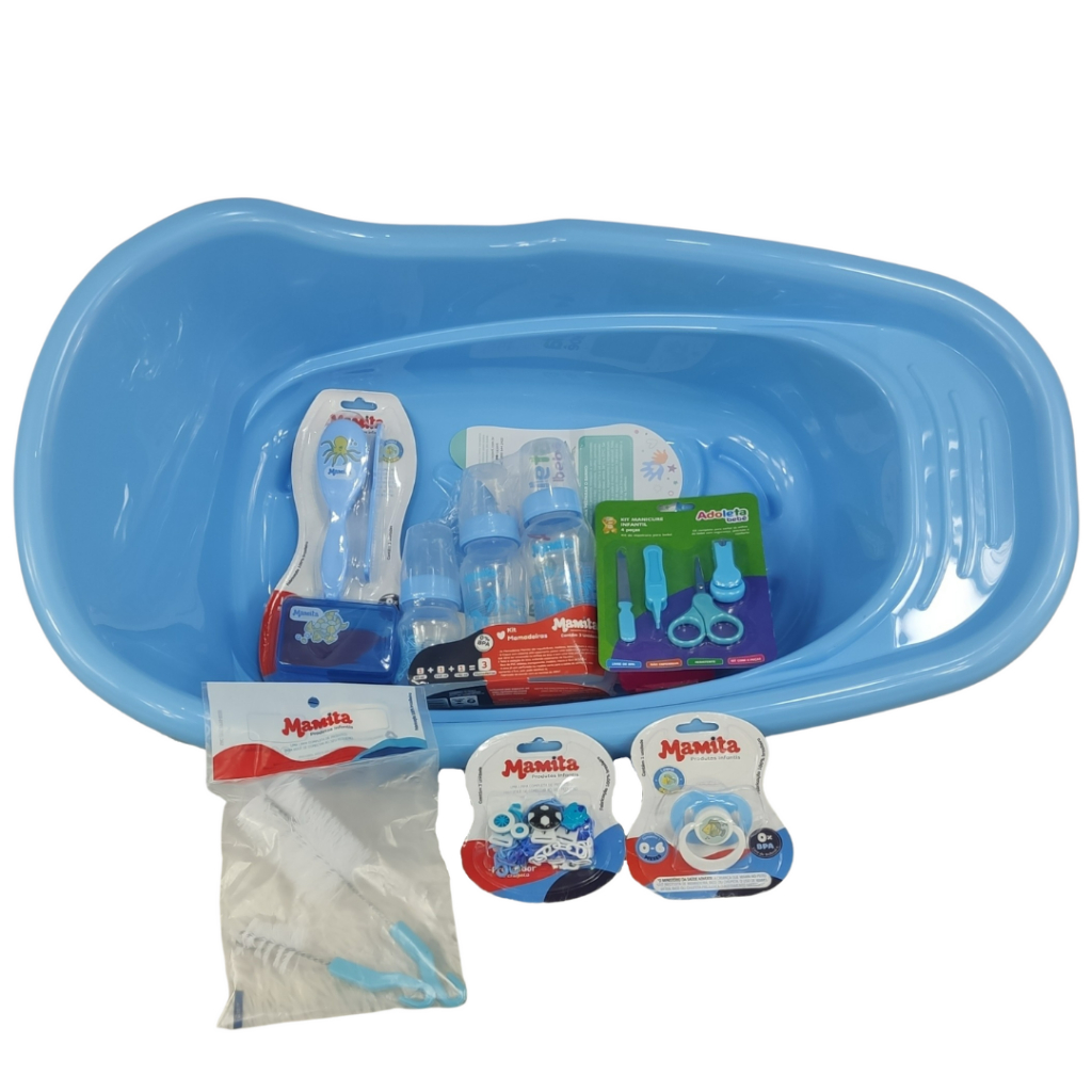 Kit Completo Banho Bebê - Banheira 22L Toalha Mamadeira Kit Fralda 5UN Roupão Balde Bacia Ítens Para o Enxoval e Higiene — imagen 3