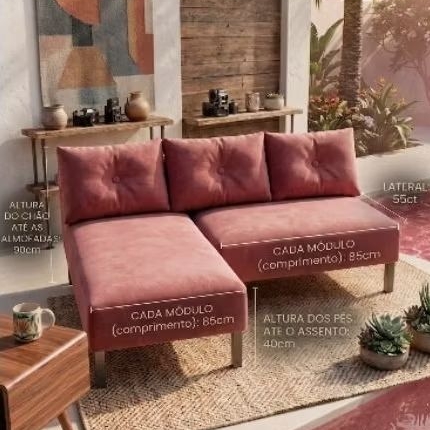 Sofá cama de 2 lugar moderno com 3Almofadas 2 módulos de Velundo com Encaixe móveis de decoração casa escritório — imagen 8