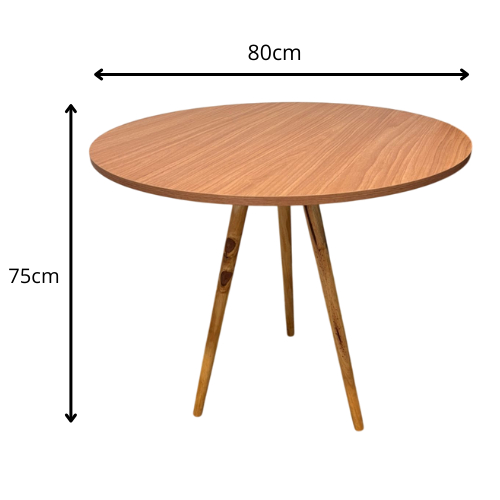 Mesa de Jantar Tampo de Madeira Redondo 70 / 80 cm Base 3 Pés Palito — imagen 8