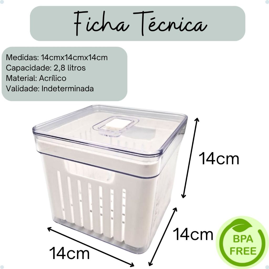 Kits Organizadores De Geladeira Clear Com Tampa E Cesto Drenagem — imagen 6
