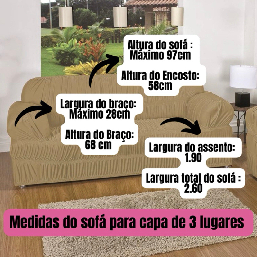 Jogo de Capa de Sofá de 3 e 2 lugares com 25 Elásticos TECIDO ULTRA RESISTENTE — imagen 3