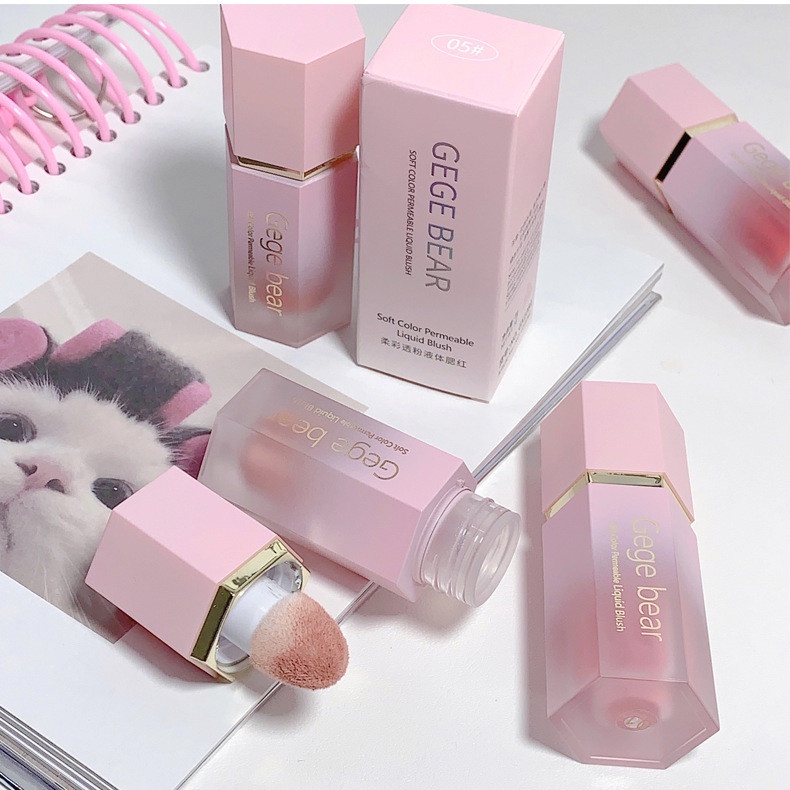 Gecomomo Creme Blush Líquido 6 Cores Veludo Liso Mate Rosa — imagen 7