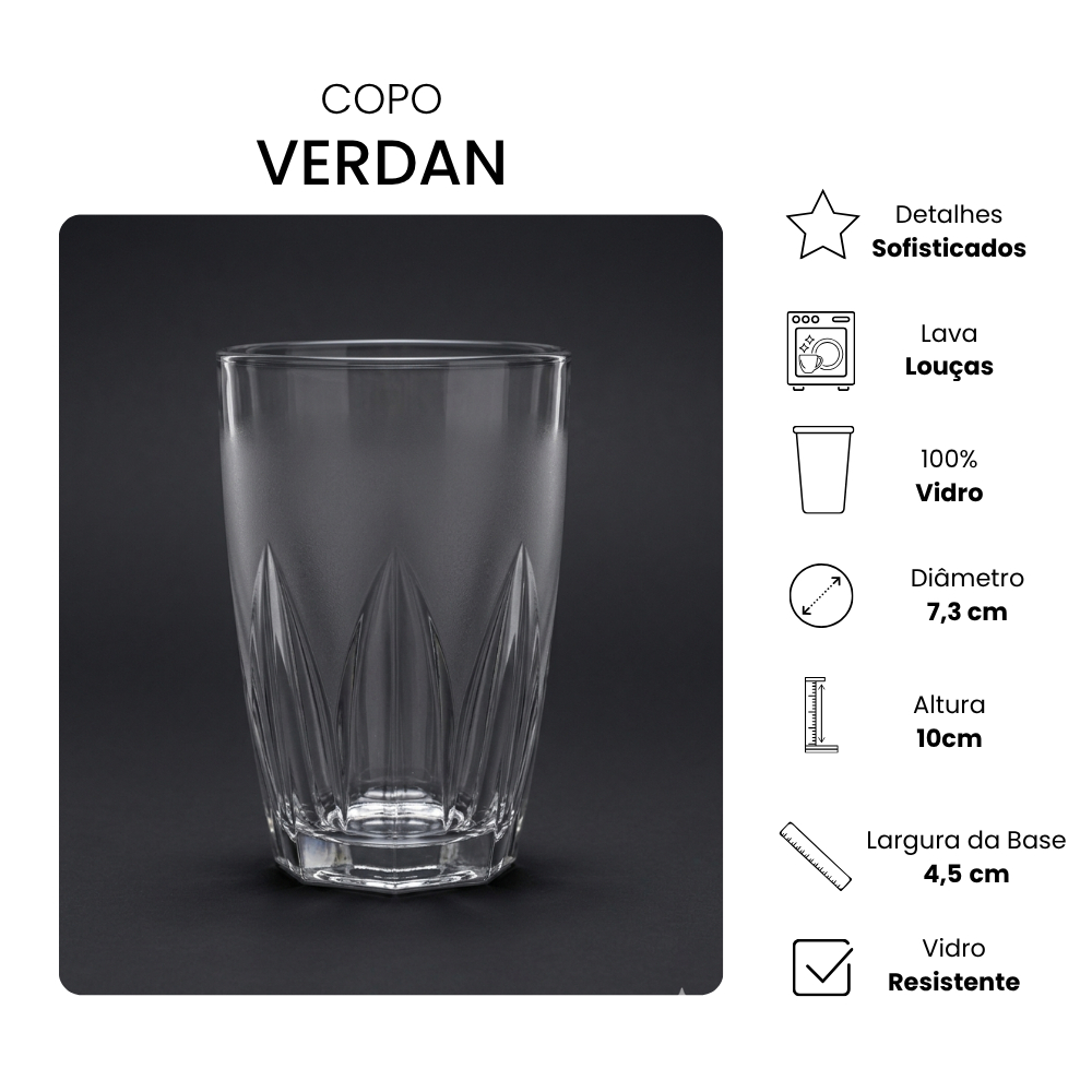 Jogo De Copos Em Vidro Kit 6 Peças Cozinha Água Suco — imagen 4