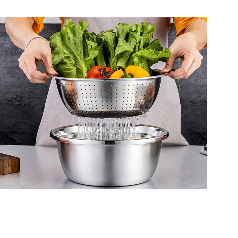 Escorredor De Arroz Inox Legumes Frutas Multiuso Cozinha Alça Coador Peneira Drenagem Inoxidável — imagen 4