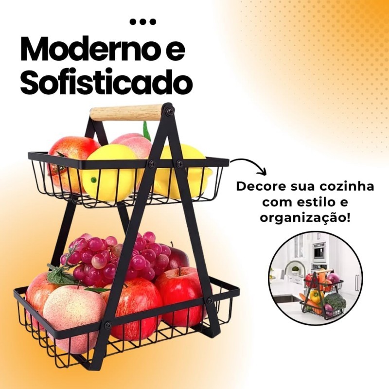 Fruteira de Mesa Cesto Organizador Multiuso Metal Aramado 3 Andares para Cozinha Casa Frutas Legumes​ — imagen 6