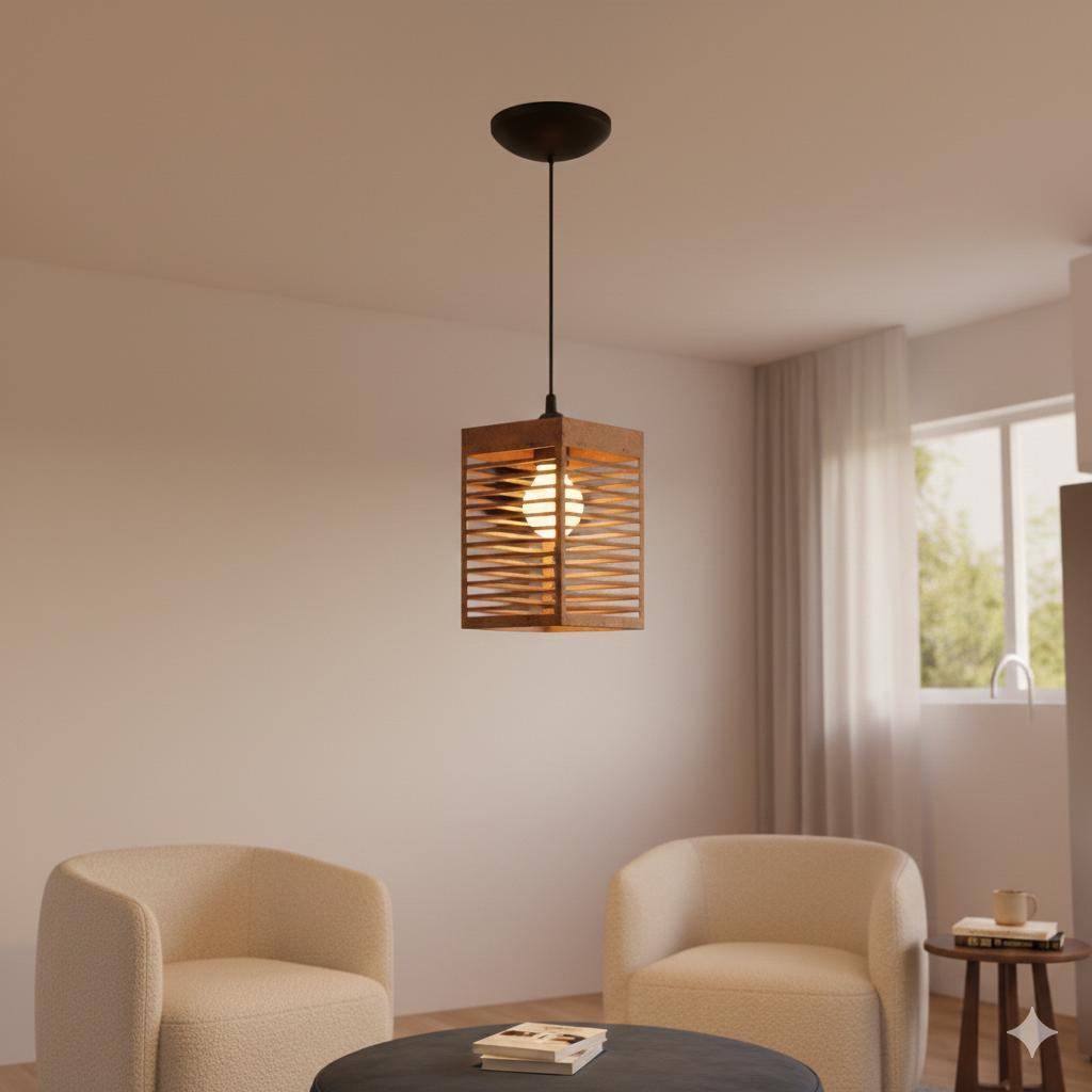 Kit 3 Luminária Pendentes Oriental Para Sala Cozinha Escritório Bivolt Cor Marrom - 3tm — imagen 6