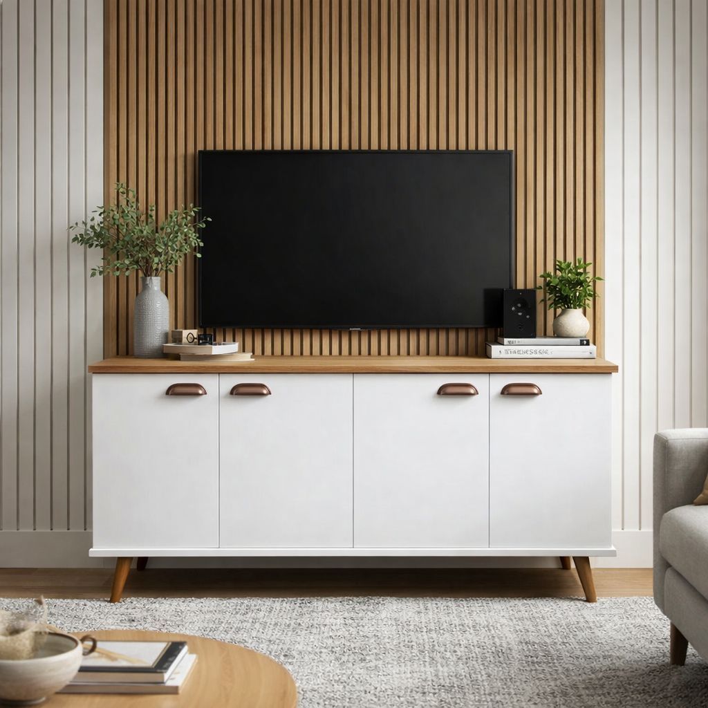 QUEIMA DE ESTOQUE - Buffet Balcão com 3 Portas e 1 Prateleira Multiuso - p/ Sala Estar ou Escritório — imagen 8