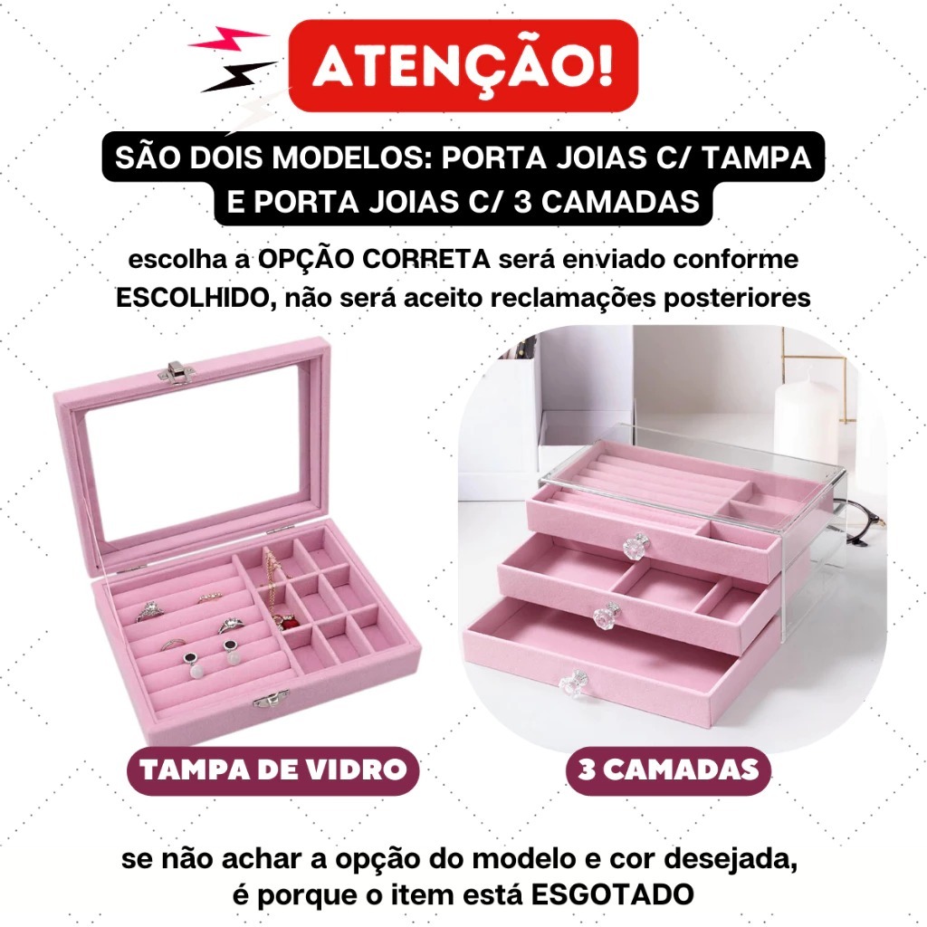 Porta Joias Acrílico 3 Gavetas Organizador de Bijuterias Brinco Anel Colar — imagen 4