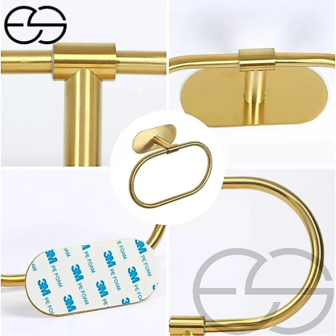 Kit Acessórios Banheiro Cabide Toalheiros Papeleira 4 Peças Dourado ES — imagen 3