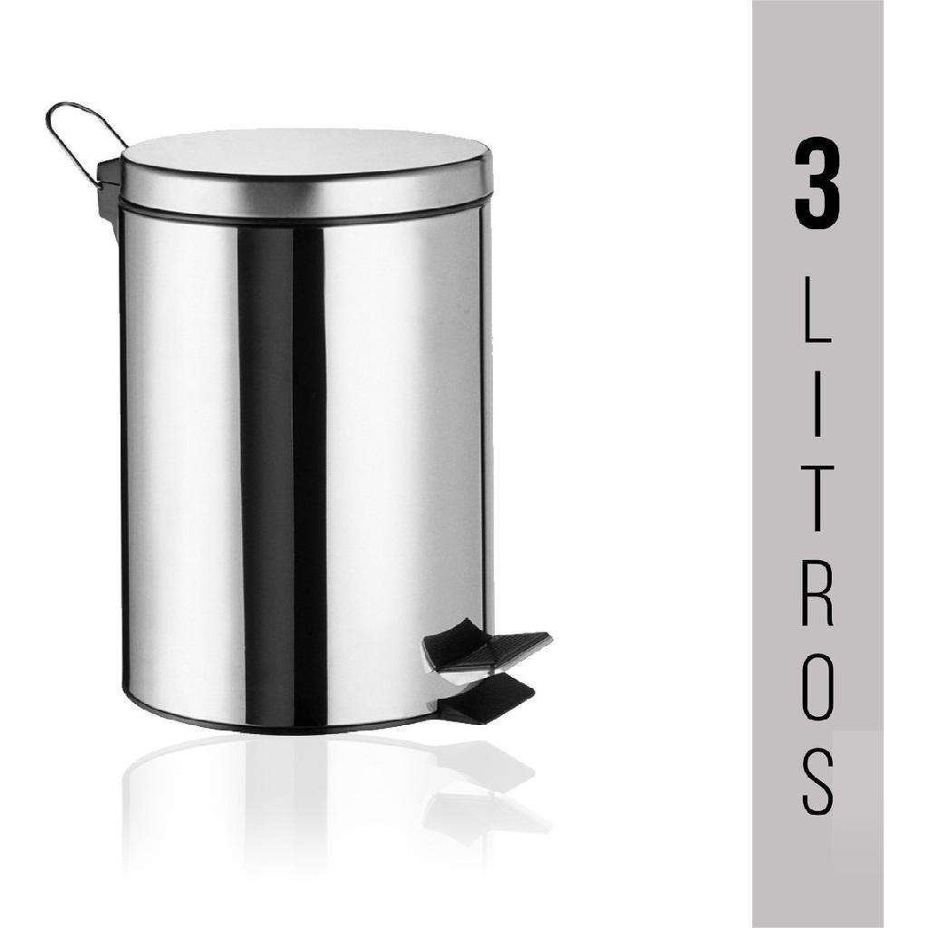 Kit lixeira banheiro com Pressão 3L e 5L e Escova inox sortida Cozinha ou Banheiro aço inoxidável — imagen 6