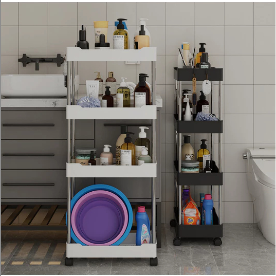 Armário Carrinho Organizador Multiuso Com 4 Camadas Com Rodinhas Cozinha Banheiro P M G ou Kit 3 — imagen 8