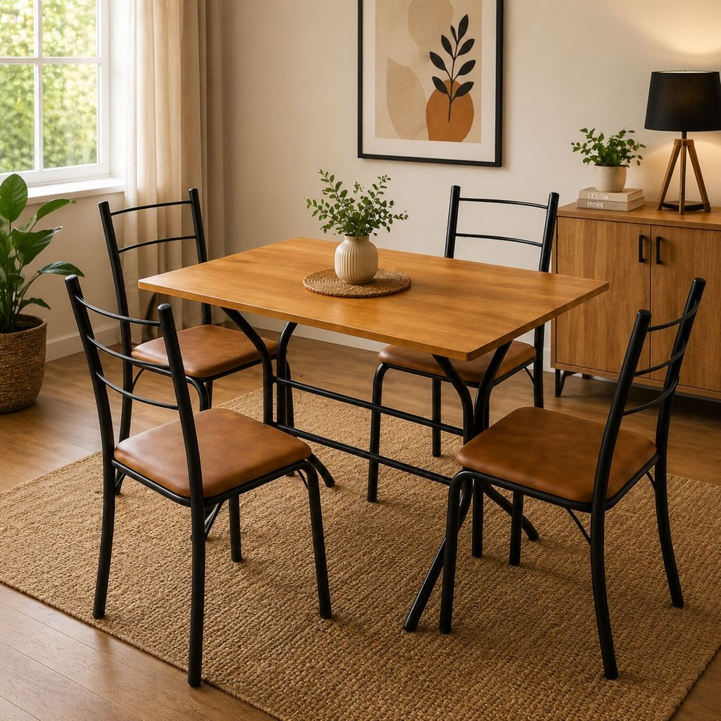Conjunto Mesa com 4 Cadeiras 4 Lugares Cozinha Sala de Jantar MDF Aço Confortse — imagen 7