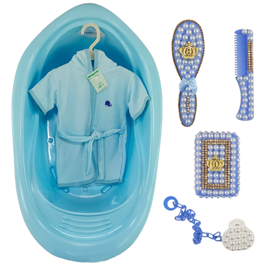 Kit Completo Banho Bebê - Banheira 22L Toalha Mamadeira Kit Fralda 5UN Roupão Balde Bacia Ítens Para o Enxoval e Higiene — imagen 4