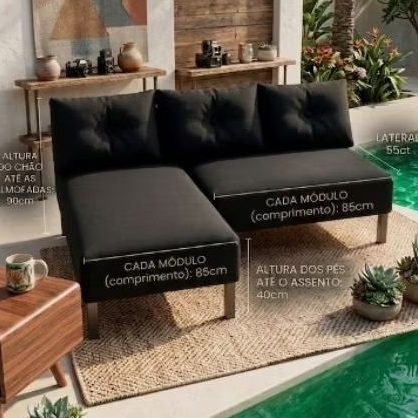 Sofá cama de 2 lugar moderno com 3Almofadas 2 módulos de Velundo com Encaixe móveis de decoração casa escritório — imagen 3