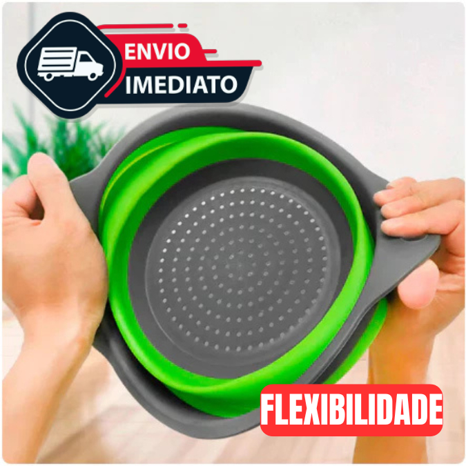 Escorredor Redondo Retrátil Dobrável Silicone Multiuso Verduras Frutas Arroz Macarrão Casa — imagen 3