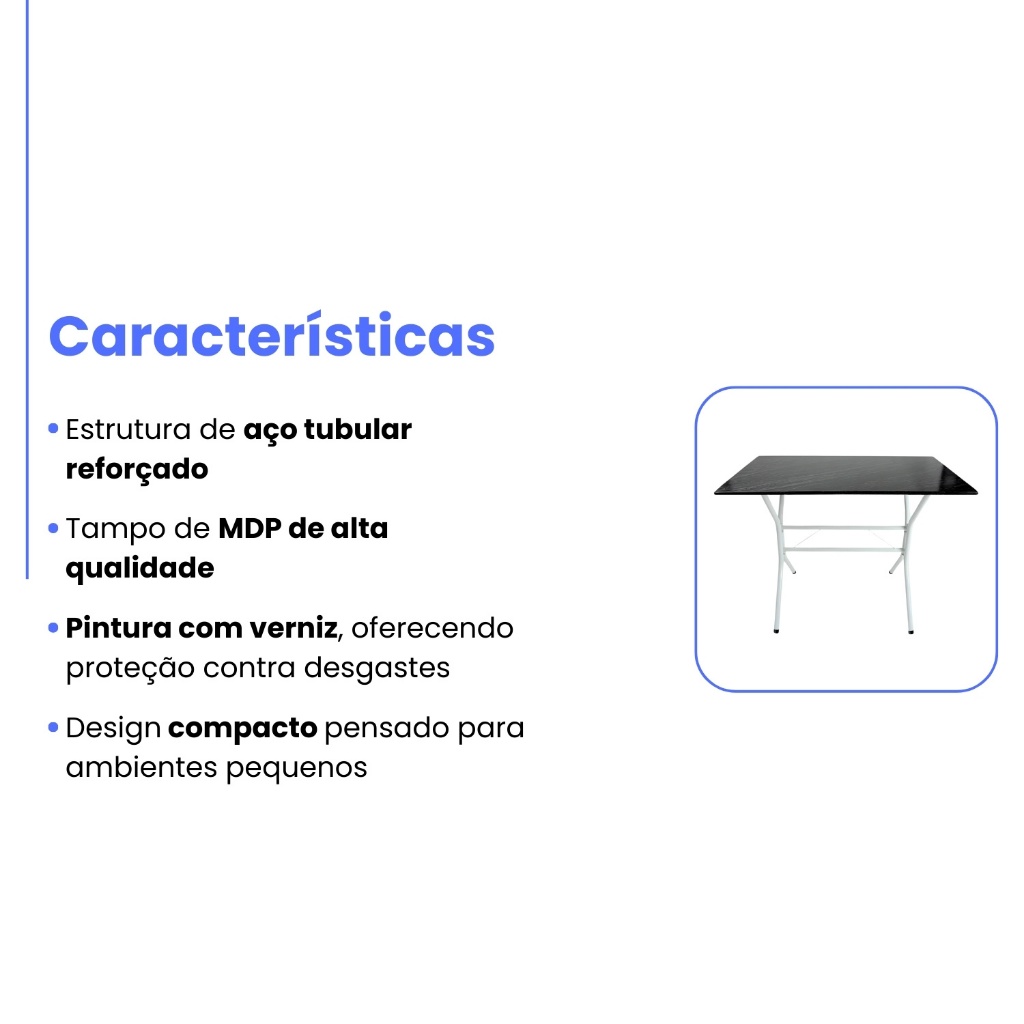 Conjunto Jogo de Mesa Jantar 4 Lugares Cadeiras Retangular Para Cozinha Apartamento Pequeno — imagen 5