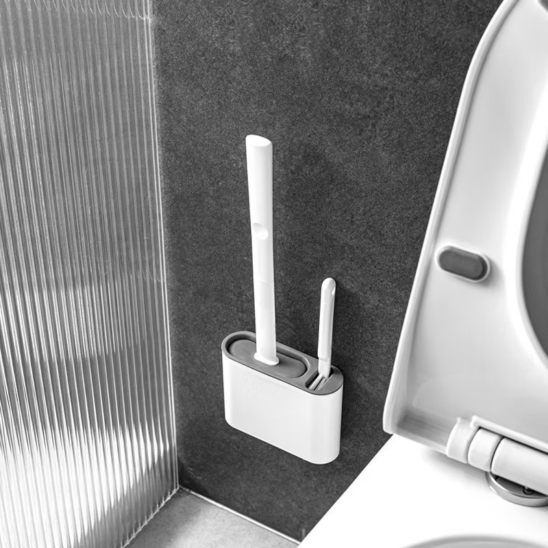kit banheiro lixeira suspensa+Escova de Silicone p/Vaso Sanitário 2em1 Base de Banheiro Privada-acessorios para banheiro — imagen 7