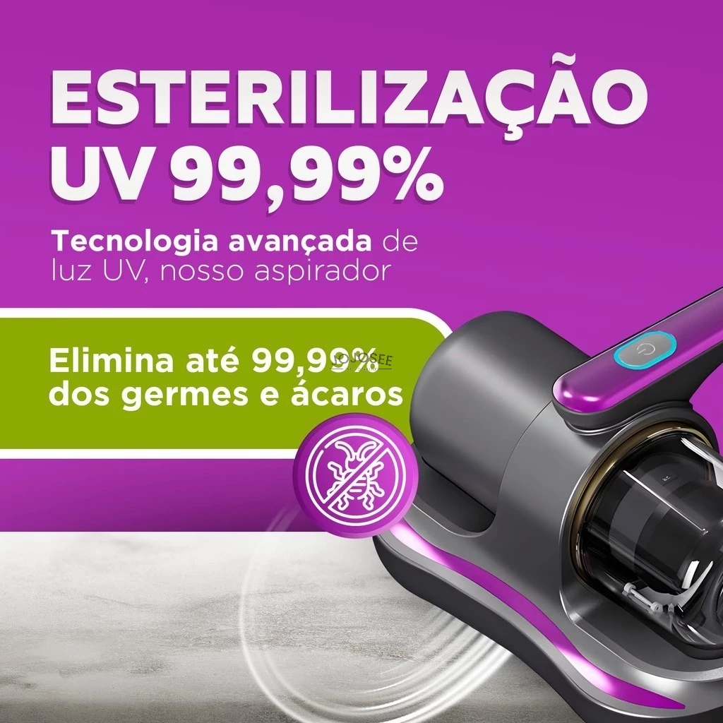 Aspirador Removedor de Ácaros Colchão Sofá Elétrico Esterilizador UV 5V 100W Potência Portátil — imagen 3