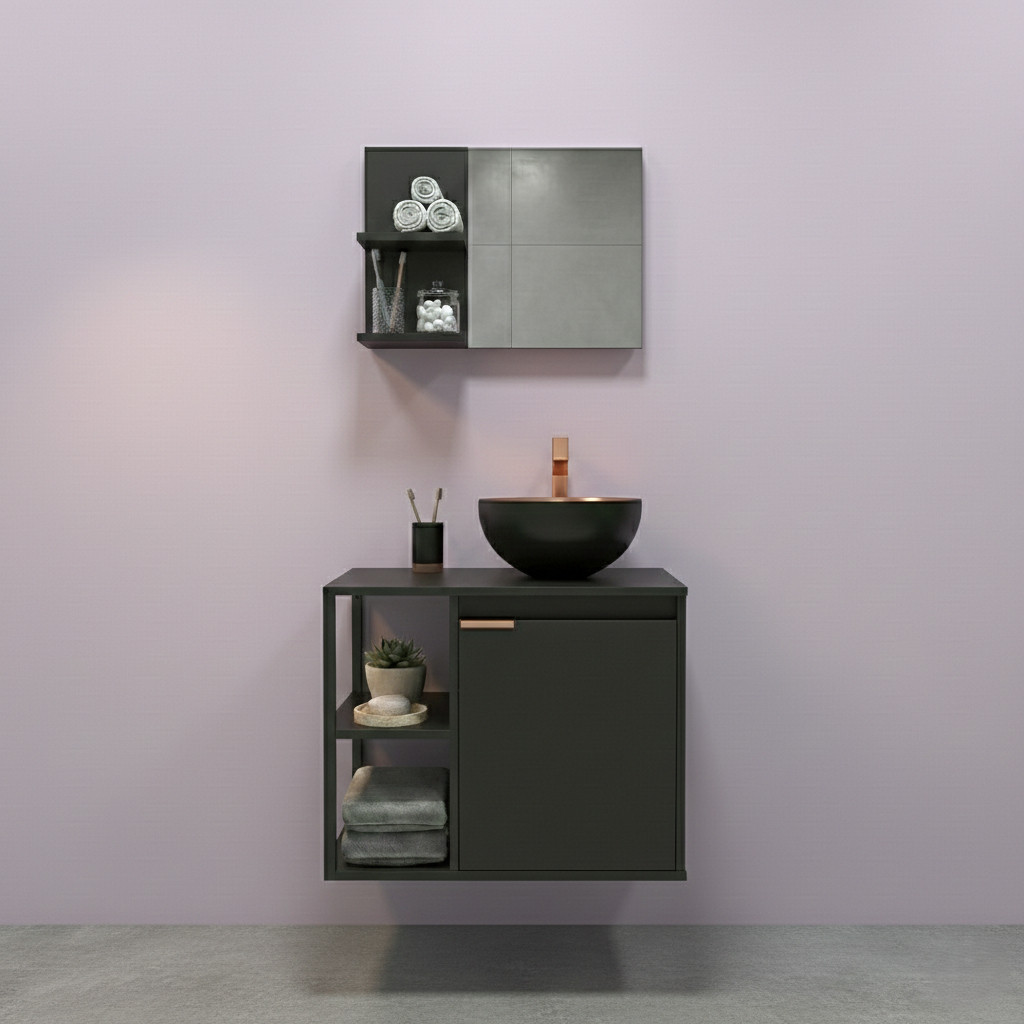 QUEIMA DE ESTOQUE - Kit Completo com Gabinete Retrô Industrial para Banheiro + Cuba e Espelho — imagen 3