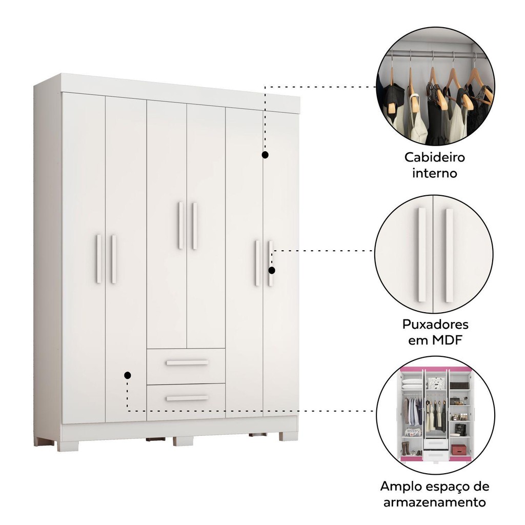 Guarda-Roupa com 6 Portas e 2 Gavetas NT6015 Notável Móveis — imagen 8
