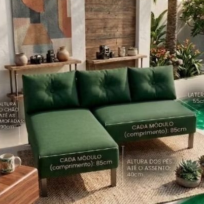 Sofá cama de 2 lugar moderno com 3Almofadas 2 módulos de Velundo com Encaixe móveis de decoração casa escritório — imagen 4