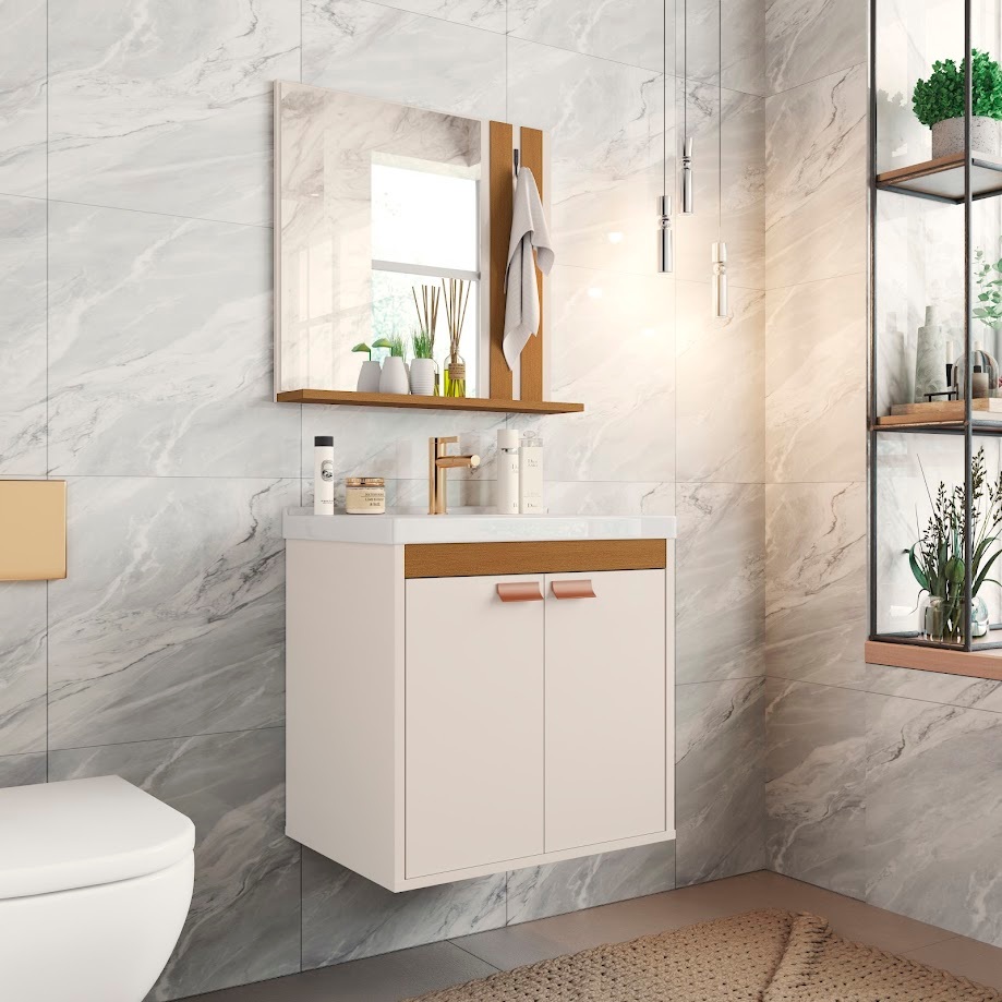 Kit Armário Organizador Gabinete P/ Banheiro Com Espelheira E Cuba Star Portas Dalla Outlet Plus — imagen 7