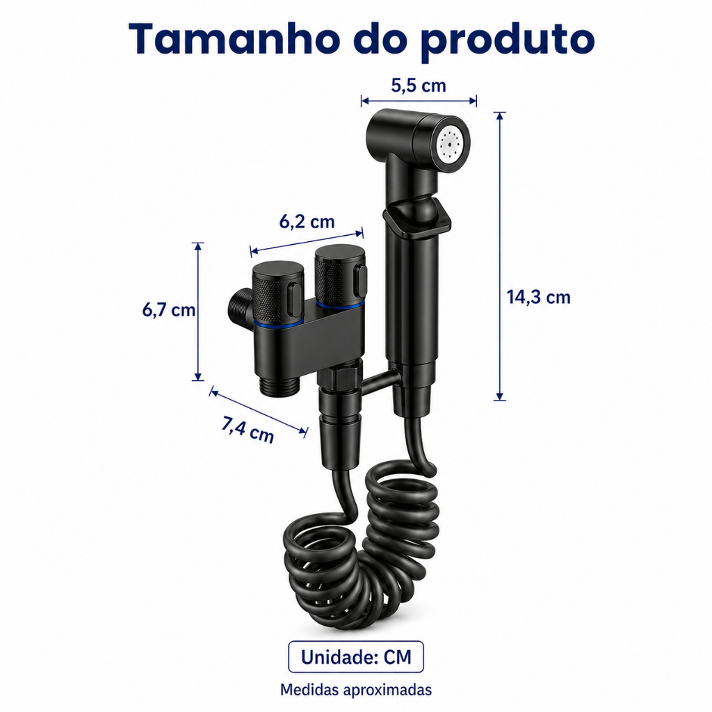Chuveirinho Kit Banheiro premium Ducha Higiênica Com Registro Torneira Dupla em Metal Abs Para Banheiro Lavado Aço — imagen 7