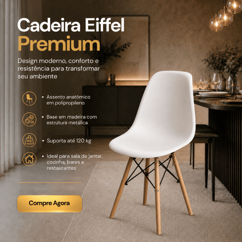 Kit 4 Cadeiras Eiffel Eames Moderna Pés de Madeira Sala Jantar Cozinha Escritório Várias Cores — imagen 2