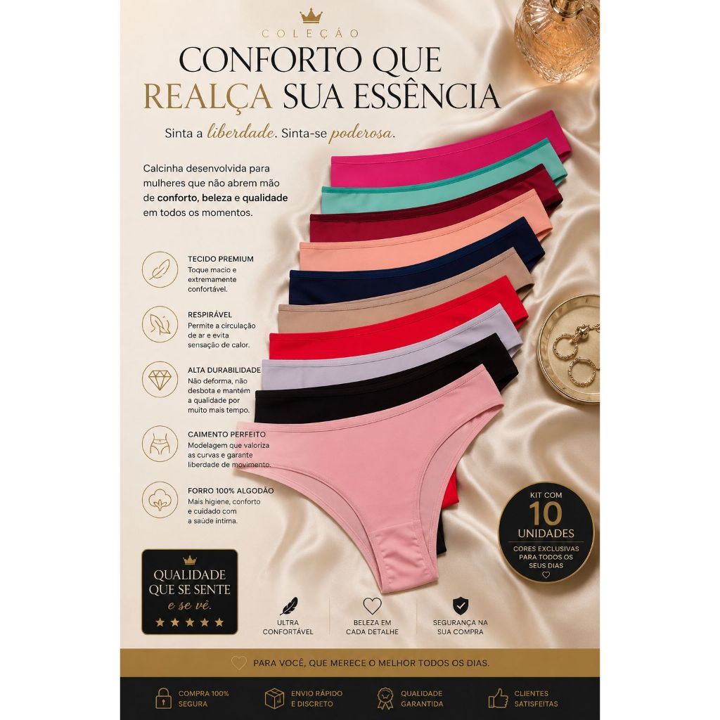 Kit Calcinhas Feminina Algodao Adulto Microfibra Conforto Calcinha Tanga — imagen 2
