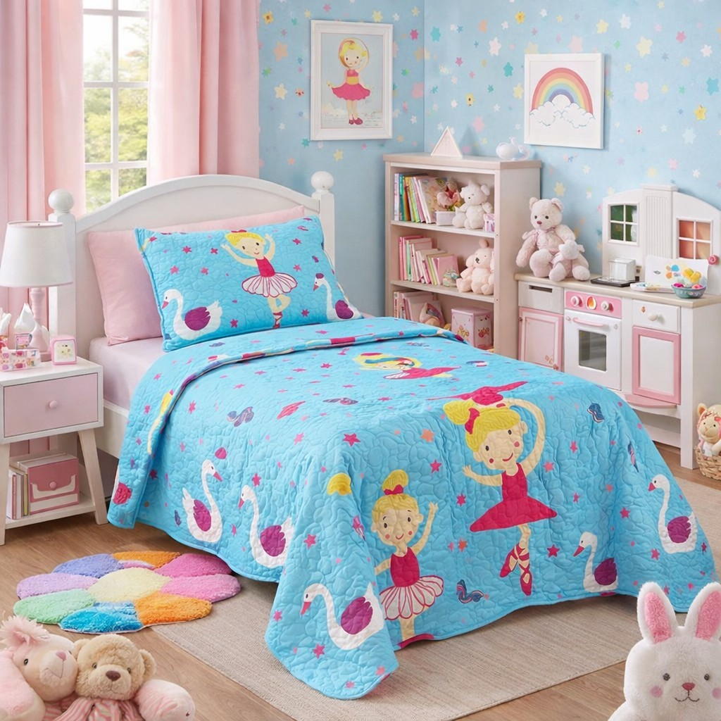 Kit Colcha Boutis Cobre Leito Solteiro Infantil Menina e menino Unissex 2 Peças — imagen 3