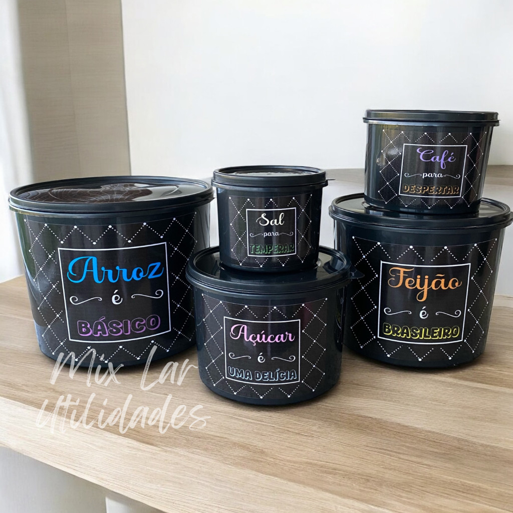 Kit de potes para mantimentos de cozinha com 5 peças porta condimentos — imagen 3