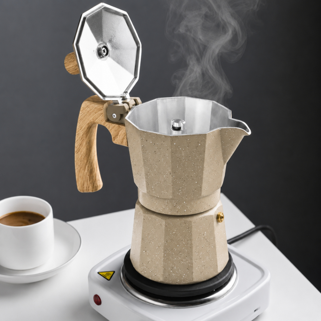 Cafeteira Italiana Moka De Alumínio 6 Xícaras Bege Casambiente — imagen 4