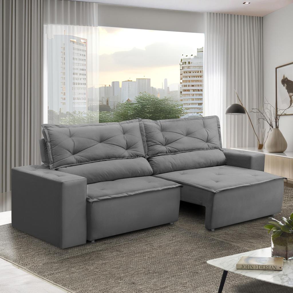 Sofá Retrátil e Reclinável 2 lugares com Molas 1,50m Livia Suede Adonai Estofados