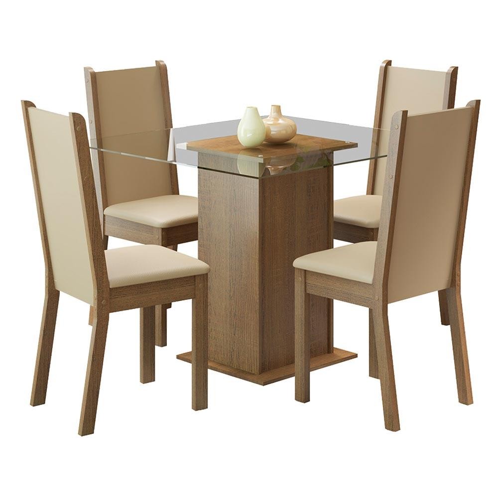Conjunto Sala de Jantar Madesa Aline Mesa Tampo de Vidro 4 Cadeiras — imagen 2